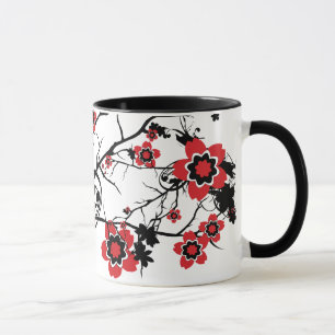 Tasse Conception rouge de Sakura de fleurs de cerisier