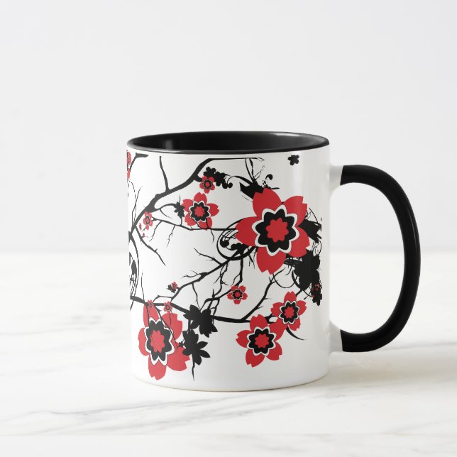 Tasse Conception rouge de Sakura de fleurs de cerisier (Droite)