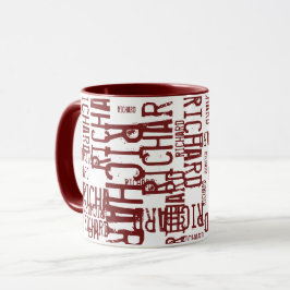 Tasse cool & moderne rouge bordeaux nom, typographie