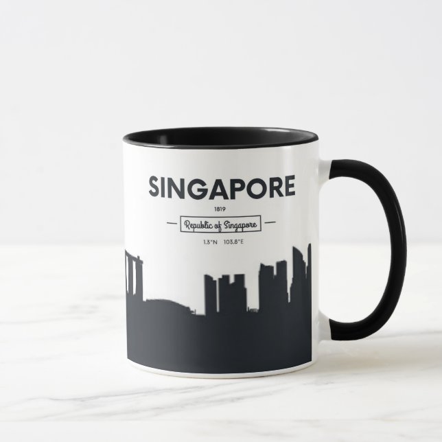 Tasse Coordonnées de ville de Singapour, Chine | (Droite)
