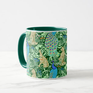 Tasse Copie de paon de Nouveau d'art, bleu de cobalt et
