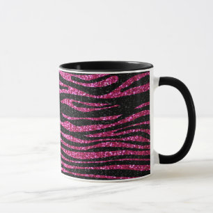 Tasse Copie rose et noire de zèbre bling (parties