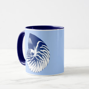Tasse Coquille de Nautilus - marine, blanc & bleu clair