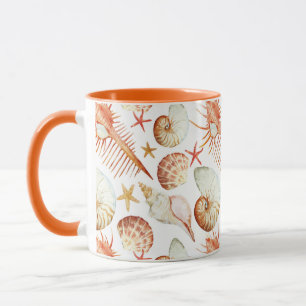 Tasse Corail Avec Coquillages Et Crabes Motif