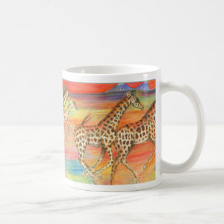 Tasse courante de girafes