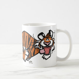 Tasse courante de tigre de bande dessinée
