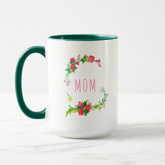 Tasse Courbe florale rouge et verte de printemps (Gauche)