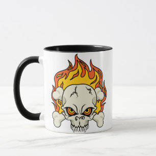 Tasse Crâne flamboyant et os croisés