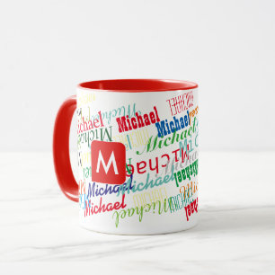 Tasse créer / concevoir votre propre nom motif rouge
