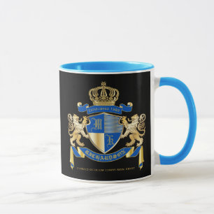 Tasse Créez votre propre manteau d'emblème bleu de lio