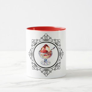 Tasse crème glacée vintage soleil rouge blanc