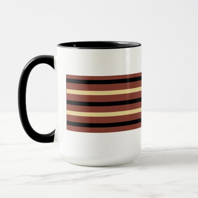 Tasse-Cup mit weißem, braunem und schwarzgestriche Tasse (Links)