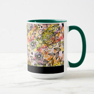 Tasse Cute Pastel Tons Floral Design Style Doodé