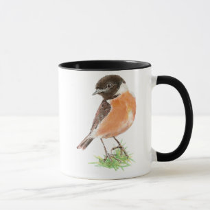 Tasse Cute Stonechat, Aquarelle collection d'oiseaux