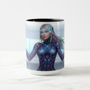 Tasse Cyber Oracle – Fille Anime Techno Futuriste