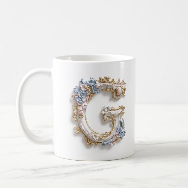 Tasse 'D' Lettre Baroque pour une Princesse du Caf (Gauche)