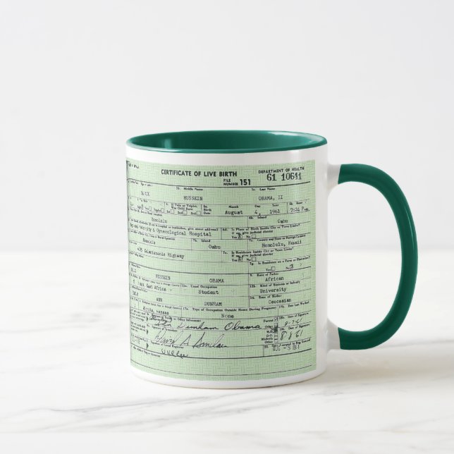 Tasse d'acte de naissance d'Obama (Droite)