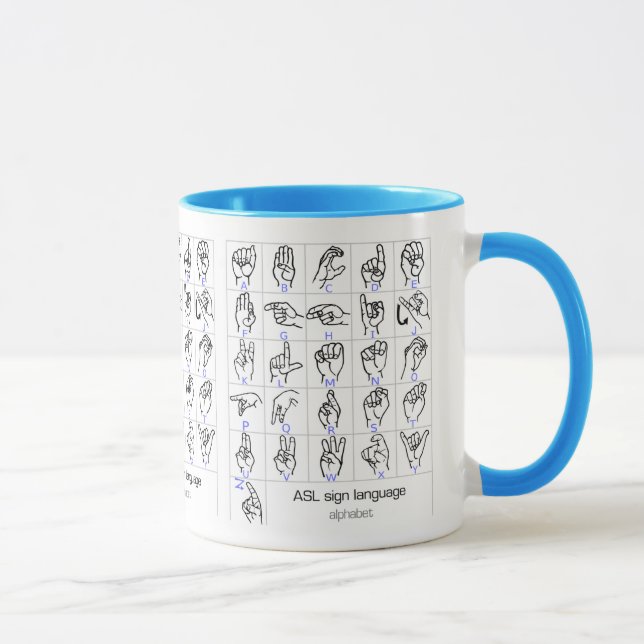 Tasse d'ALPHABET de LANGUE DES SIGNES (Droite)