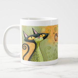 Tasse d'anniversaire de chat noir drôle avec de gr