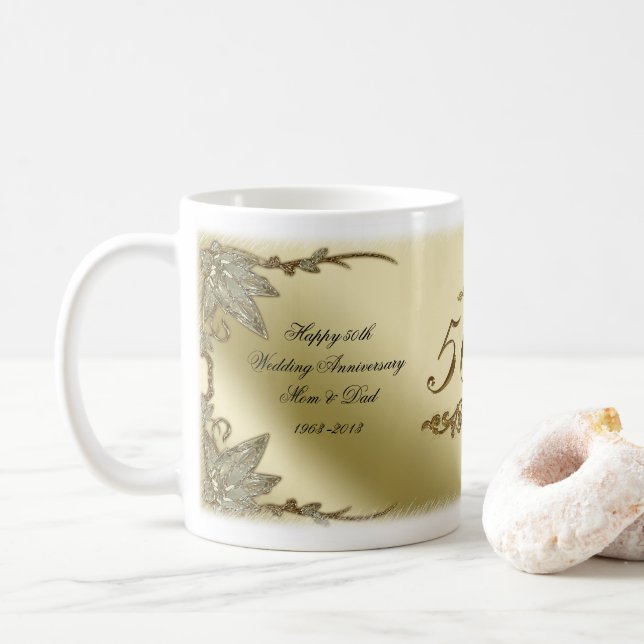 Tasse d'anniversaire de mariage d'or (Avec donut)