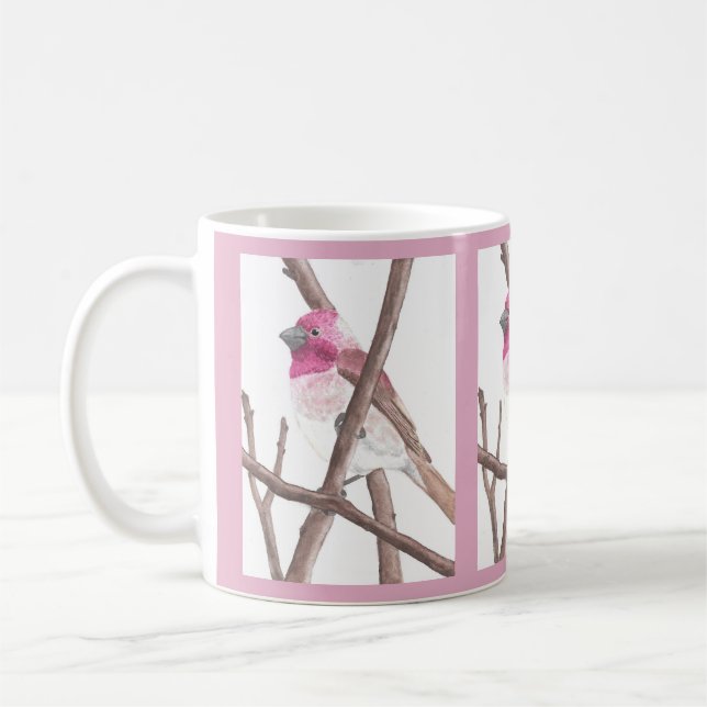 Tasse d'aquarelle de pinson pourpre (Gauche)