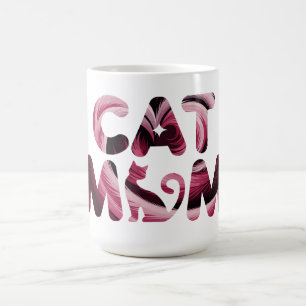Tasse d'art abstrait rose pour maman de chat