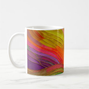 Tasse d'art Abstraite aux couleurs orange, verte, 