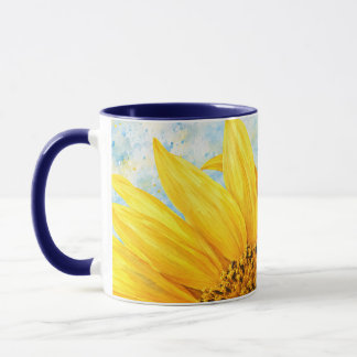 Tasse d'art aquarelle Tournesol - Bleu foncé