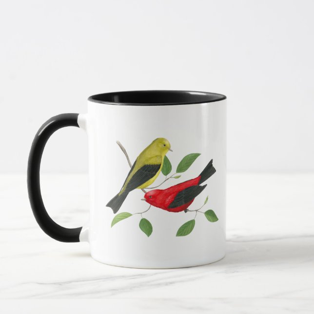 Tasse d'art d'oiseau de Tanagers d'écarlate (Gauche)