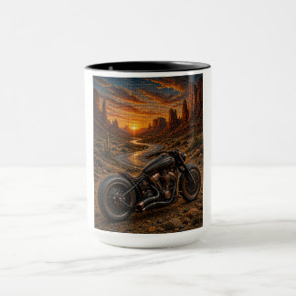 Tasse d'art en mosaïque Bobber Sunset Désertique