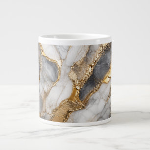 Tasse d'art moderne en géode de marbre et or de lu