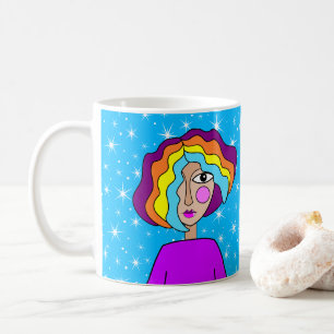 Tasse d'art stylisé de visage abstrait