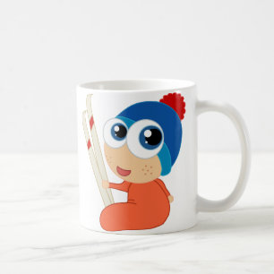 Tasse de bande dessinée de bébé de ski