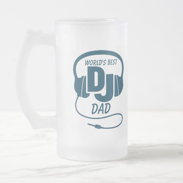 Tasse de bière bleue du meilleur papa du DJ du (Gauche)