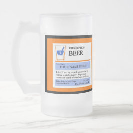 Tasse de bière faite sur commande de prescription