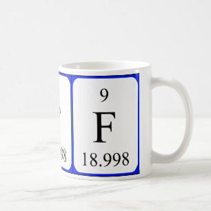 Tasse de blanc de l'élément 9 - fluor