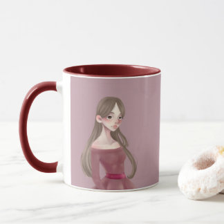 Tasse de café à deux tons de poupée bonjour
