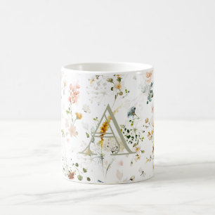 Tasse de café à monogramme de jardin de fleurs élé