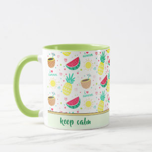 Tasse de café à motif tropical de fruits colorés
