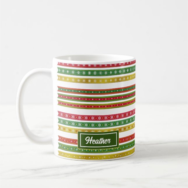 Tasse de café à motifs de lignes de Noël (Gauche)