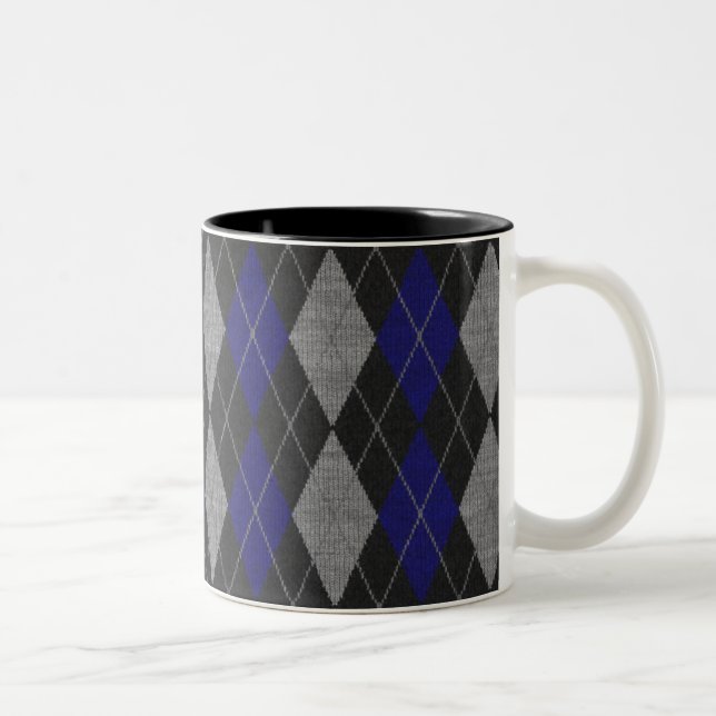 Tasse de café à motifs de losanges bleue (Droit)