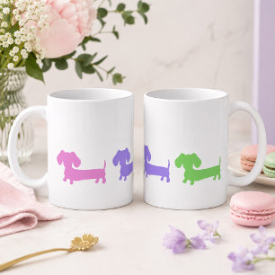 Tasse de café avec chiots teckel pastel