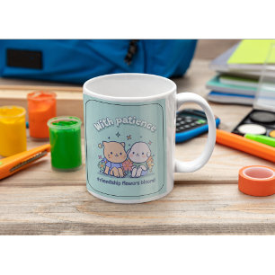 Tasse de café avec des amis animaux kawaii mignons