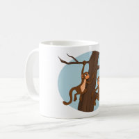 Tasse de café avec dessin de singes grimpant à l'a