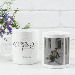 Tasse de café avec photo de remise des diplômes de