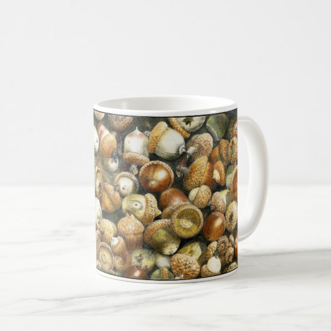 Tasse de café avec un champ des glands tombés (Devant droit)