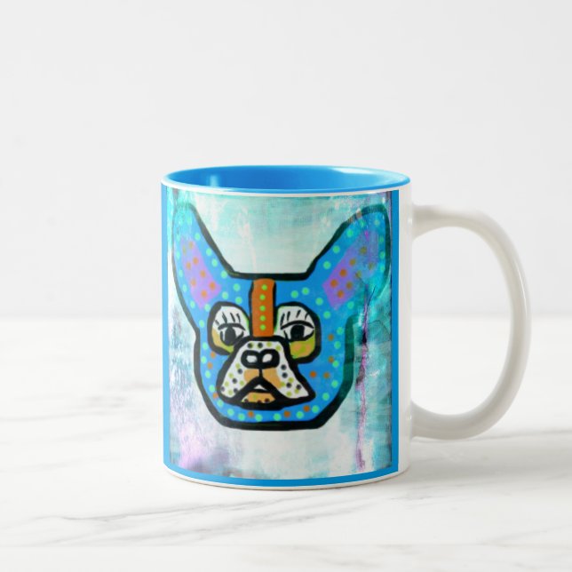 Tasse de café bleue de Frenchie (Droit)