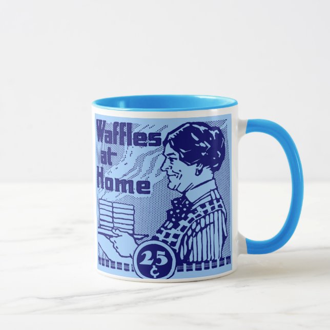 Tasse de café bleue de "GAUFRES" (Droite)