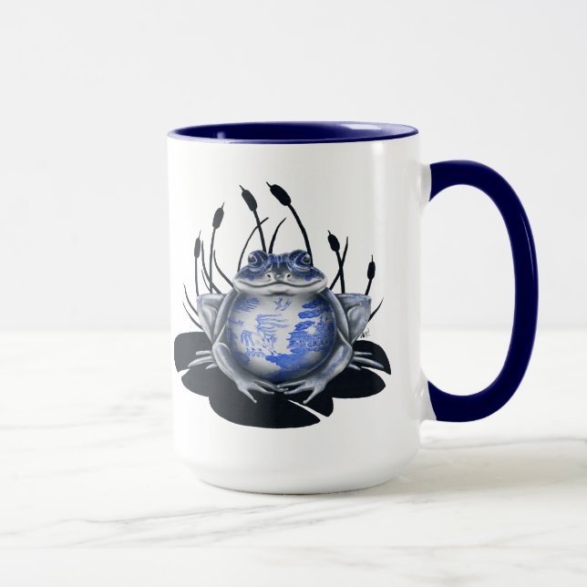 Tasse de café bleue de grenouille de Taureau de (Droite)