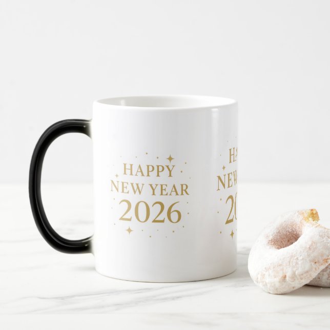Tasse de café Bonne Année 2026 Élégante (Avec donut)